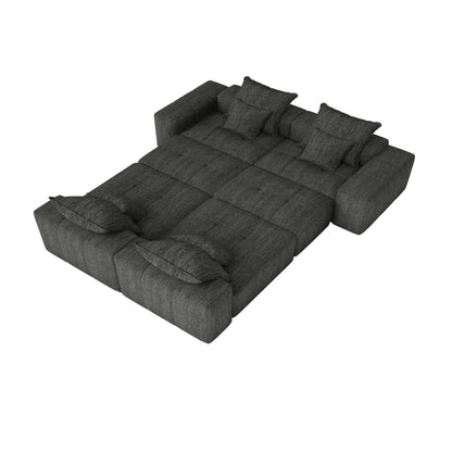 Modern Oversized Modular Sectional Sofa, Sparkling Chenille Fabric Soft Cushion Sofa With 8 Pillows, 8 Pieces Diy Combination Tufted Sofa, No Assembly Required - Black