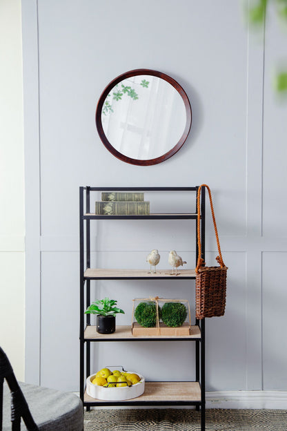 Transitional Decor Style Mango Wood Wall Mirror Wall Decor With Frame Of Solid Mango Wood For Bathroom, Entryway Console Lean Against Wall - Dark Brown