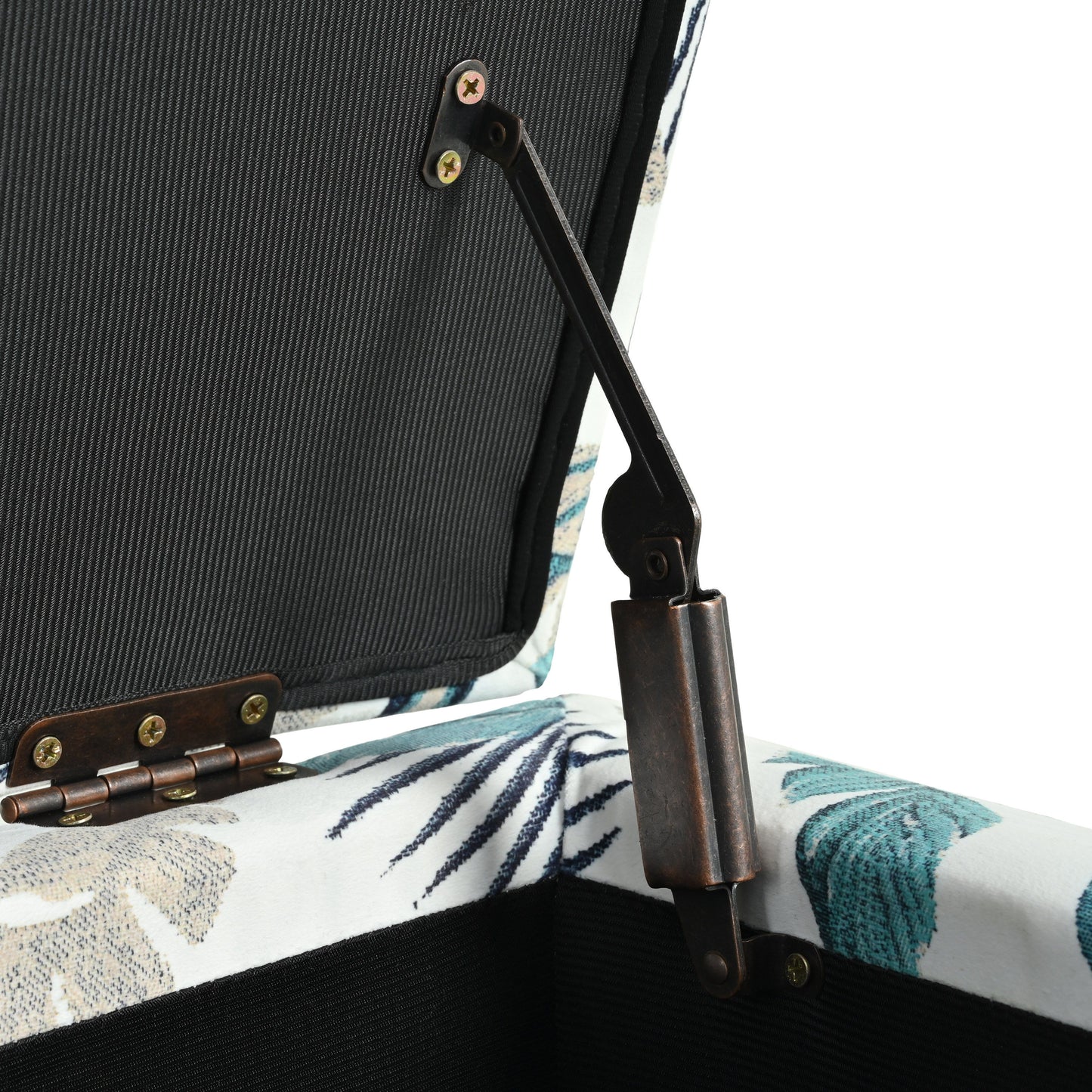 Charming Floral Storage Ottoman With Upholstered Fabric And Wood Frame - Flower