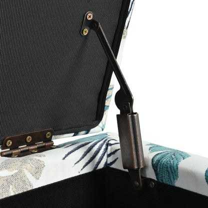 Charming Floral Storage Ottoman With Upholstered Fabric And Wood Frame - Flower