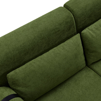 Modern Loveseat Sofa 2 Seater With USB Ports, Cylindrical Armrests - Green
