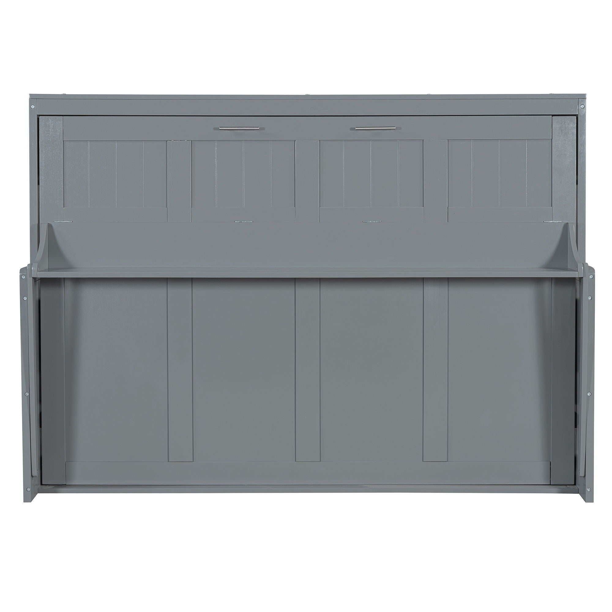 Full Size Murphy Bed With Hydraulic Lift & Desk Design - Gray