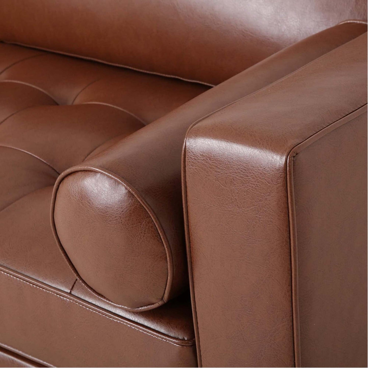 Comfy 3 Seat Sofa With Wooden Legs, For Living Room And Study - Light Brown