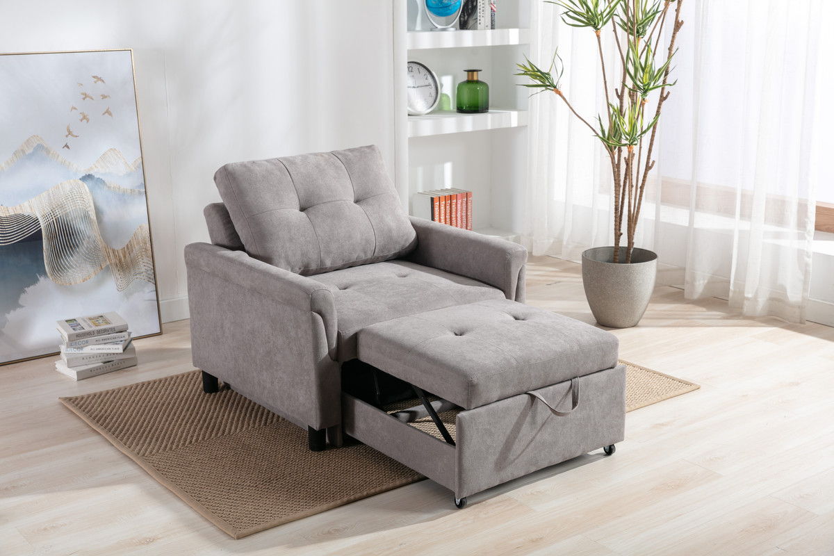 Hannah - Woven Convertible Armchair - Gray
