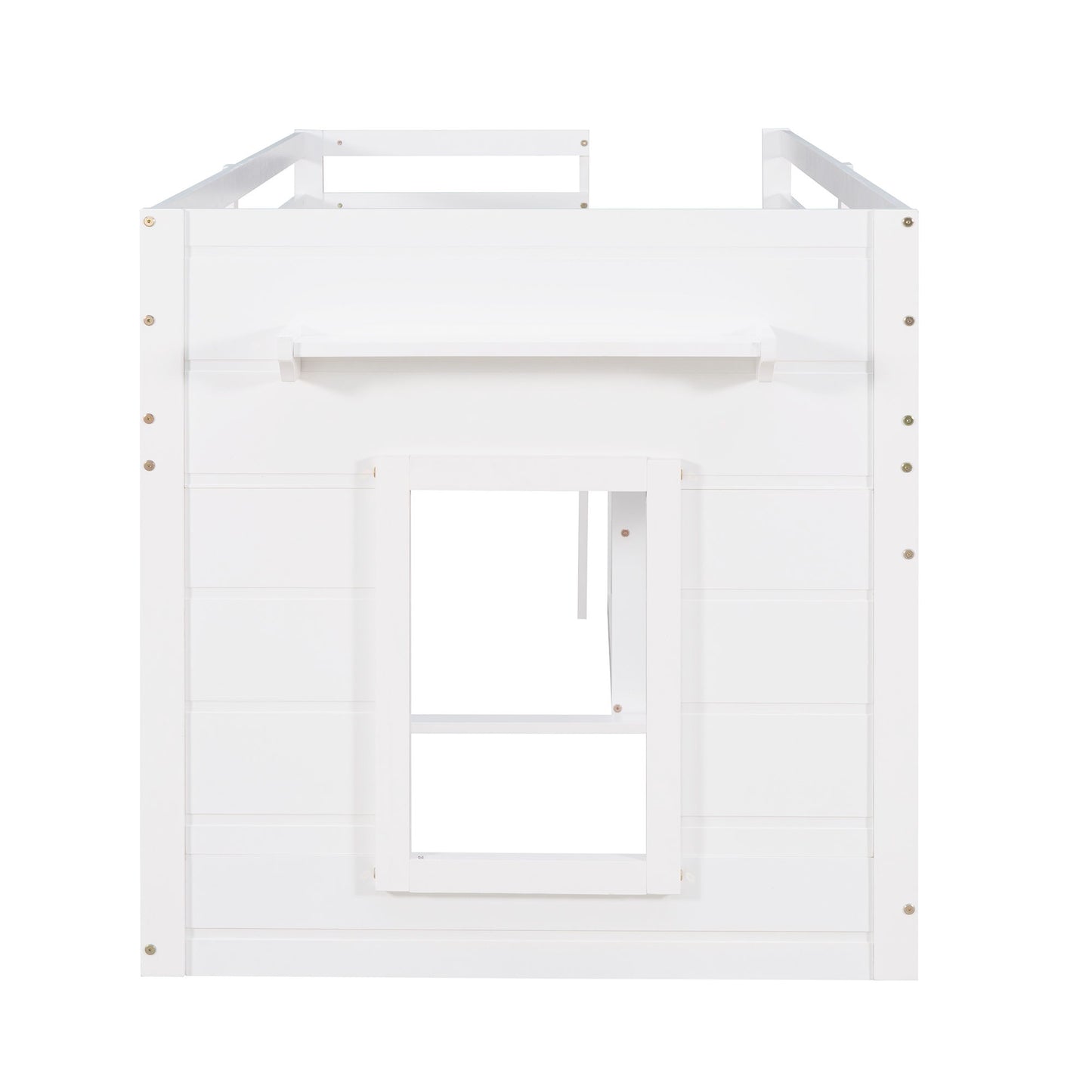 Twin Size Loft Bed With Cabinet And Shelf - White
