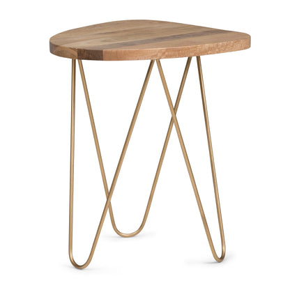 Patrice - Wood Accent Table - Natural / Gold