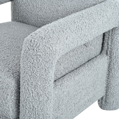 Push Back Recliner Armchair Upholstered Single Sofa With Adjustable Backrest For Living Room - Light Gray