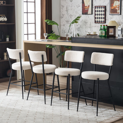 Modern Teddy Fabric Upholstered Bar Stools (Set of 2) - White