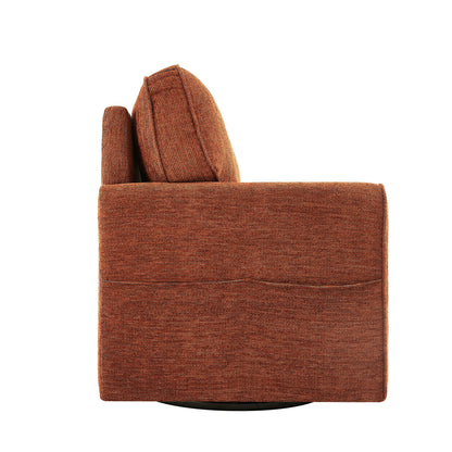 360 Degree Swivel Chair Accent Barrel Armchair With Side Pockets - Red