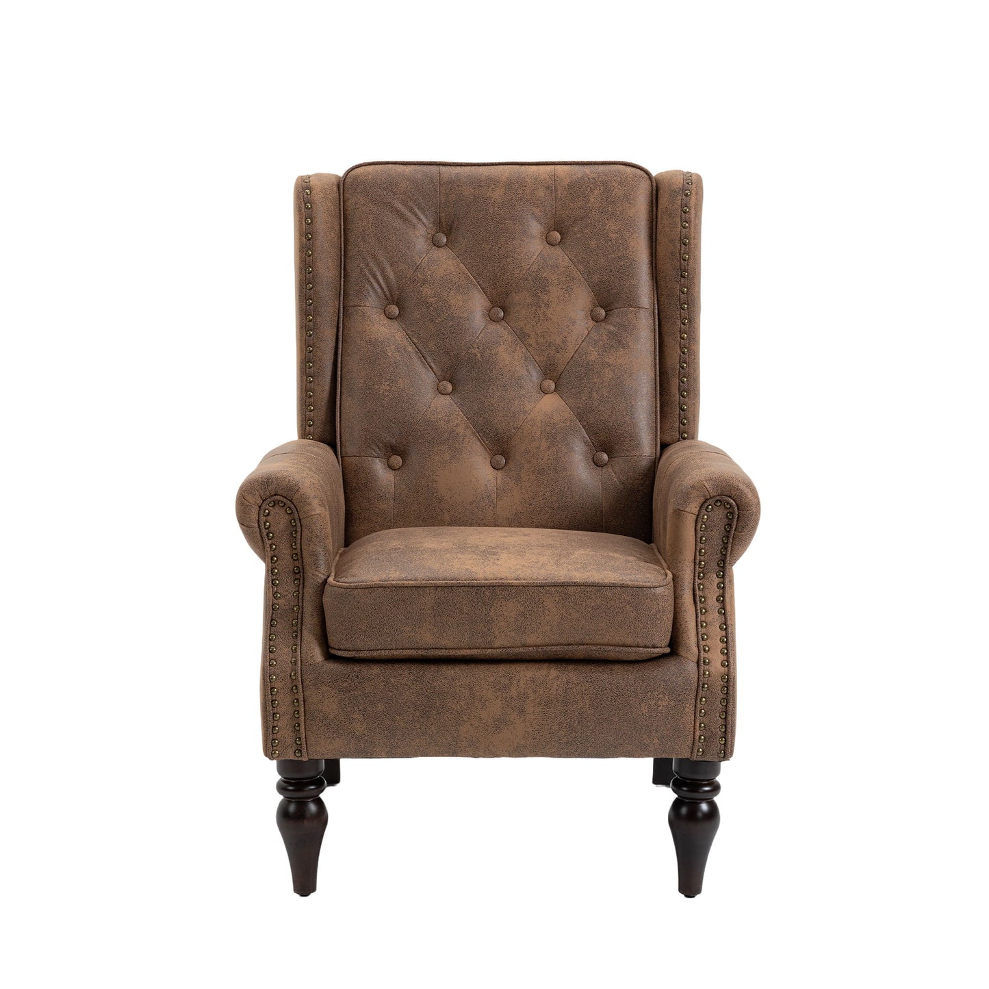Modern Wood Frame Armchair With Sturdy Wood Legs And Microsuede Upholstery For Living Room