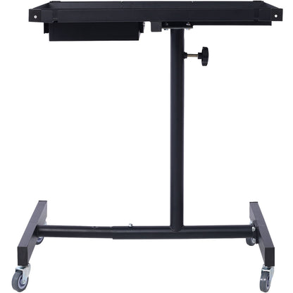 Adjustable Tear Down Work Table With Drawer For Garages, Repair Shops, And Diy, Portable, (4) 2.5" Swivel Casters, 220 Pound Capacity, Rubber Corners, Heavy Duty Steel - Black