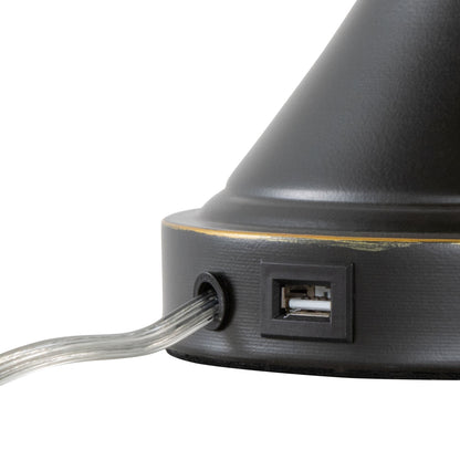 Flint - Contemporary Table Lamp Built In USB Port (Set of 2) - Oil Rubbed Bronze - White