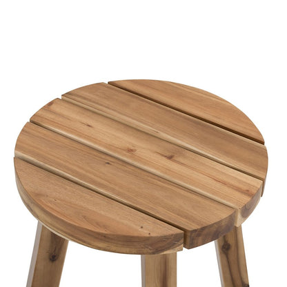 Round Side Table, Solid Wood - Natural Wood / Brown