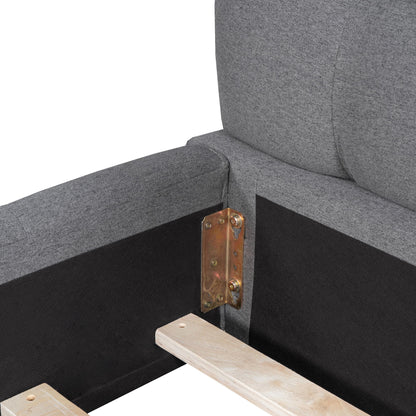 Queen Size Upholstered Platform Bed With Thick, Grounded Bed With Solid Frame - Gray