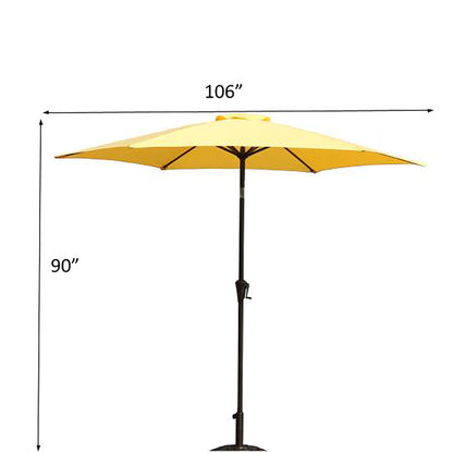 8.8' Outdoor Aluminum Patio Umbrella, Patio Umbrella, Market Umbrella With 33 Pounds Round Resin Umbrella Base, Push Button Tilt And Crank Lift - Yellow