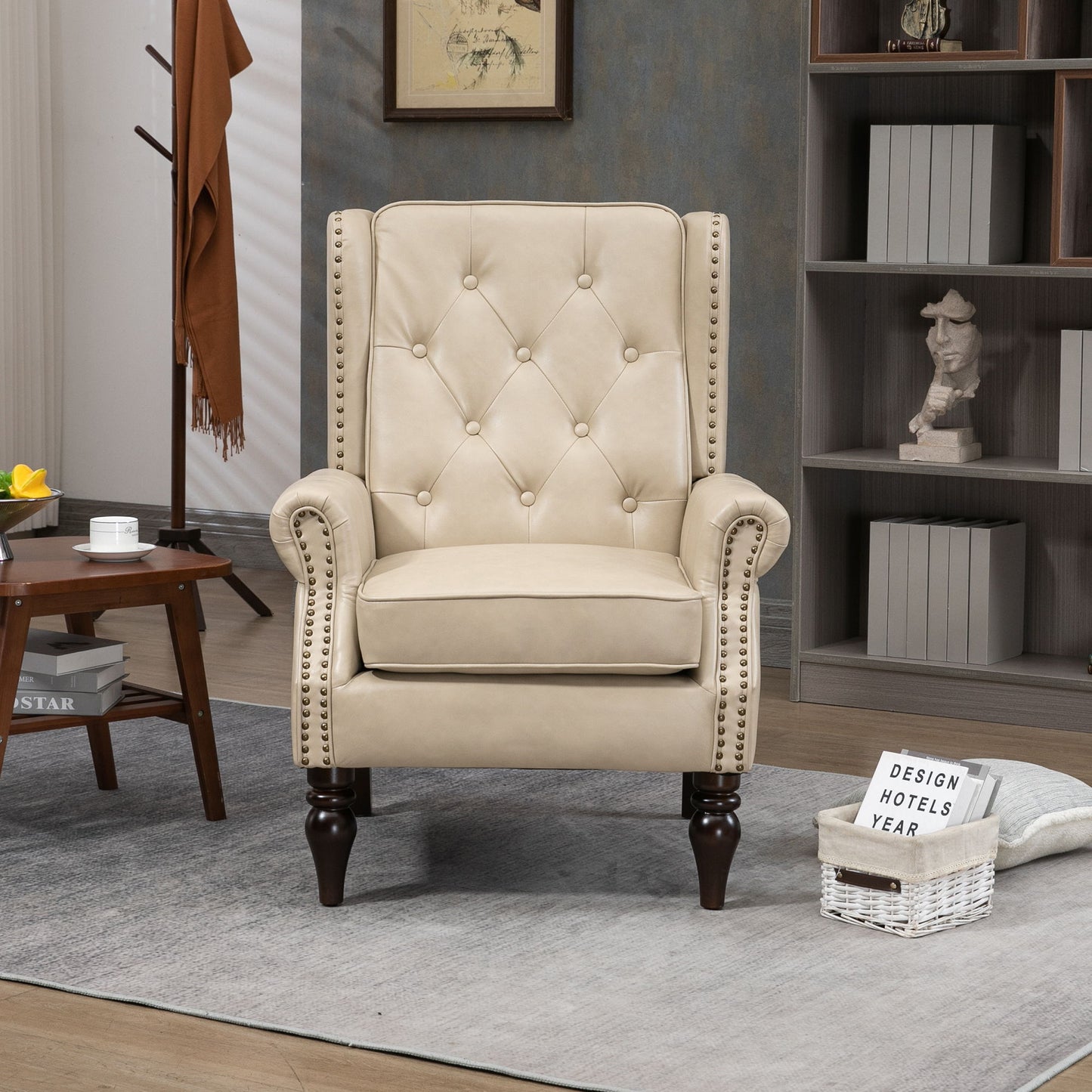 Modern Accent Chair Lounge Chair With Sturdy Wood Legs - Camel