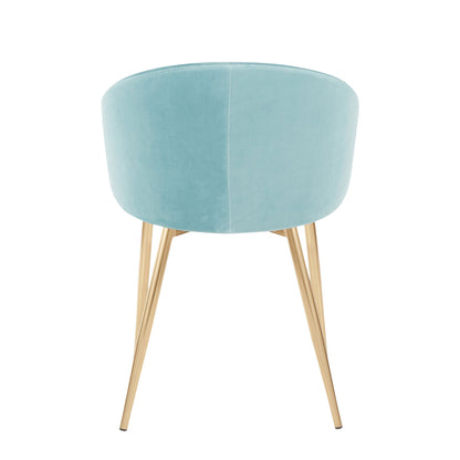 Claire - Contemporary / Glam Chair (Set of 2) - Gold / Light Blue