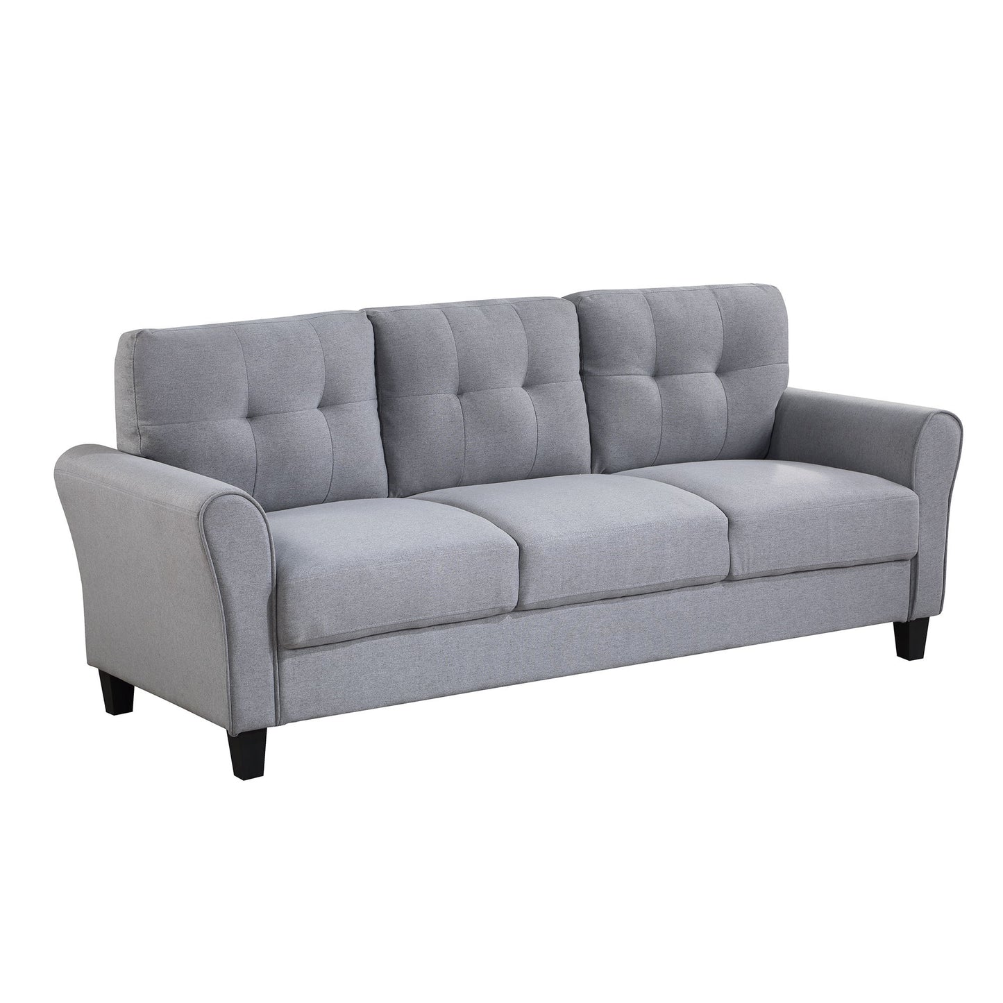 Modern Living Room Sofa Set Linen Upholstered Couch Furniture For Home Or Office - Light Gray / Blue