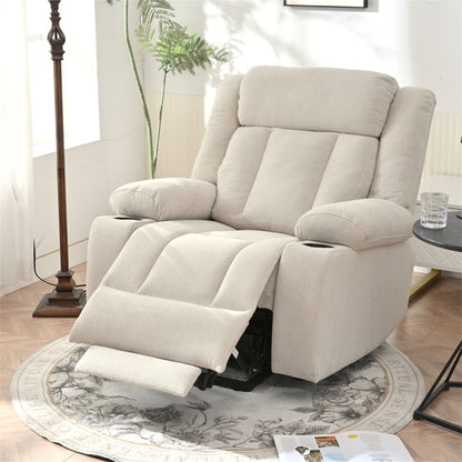 Power Lift Recliner Chair - Fabric Single Sofa With Extended Footrest, Remote Control, Cup Holders, And Side Pockets For Living Room Or Home Theater - Light Gray