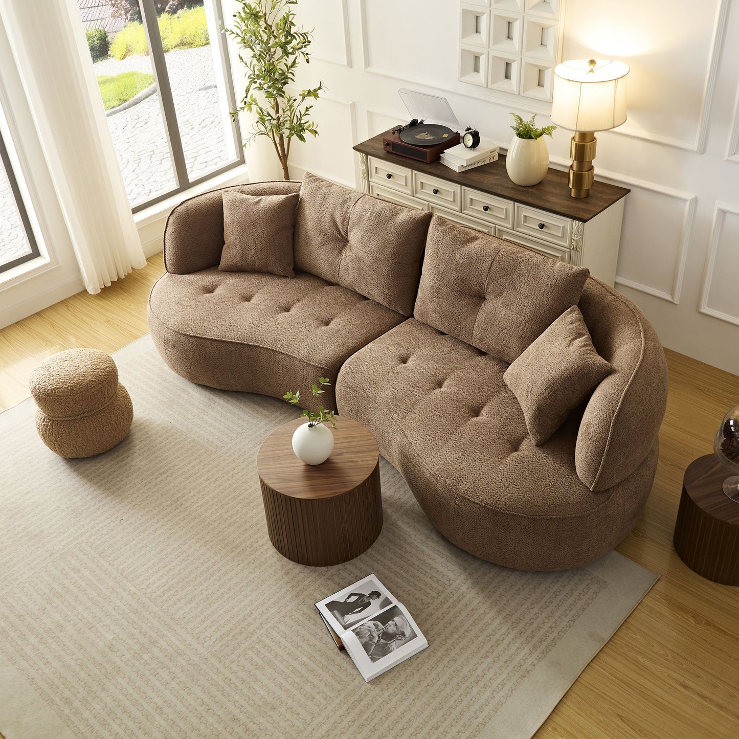 Modular Sofa, Durable Fabric, Solid Wood Frame, High Density Sponge Padding, Seating For 4 - Camel