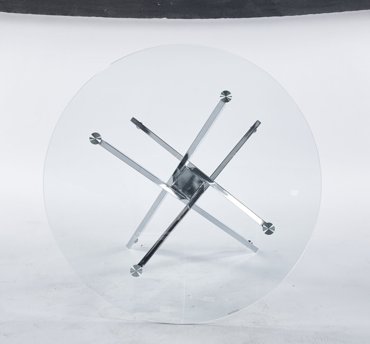 Dining Table With Cross Metal Leg And Tempered Glass, Modern Space Saving Kitchen Table For Living Room Legs - Chrome