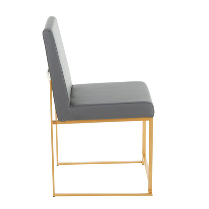 Fuji - Contemporary High Back Dining Chair (Set of 2) - Gold / Gray