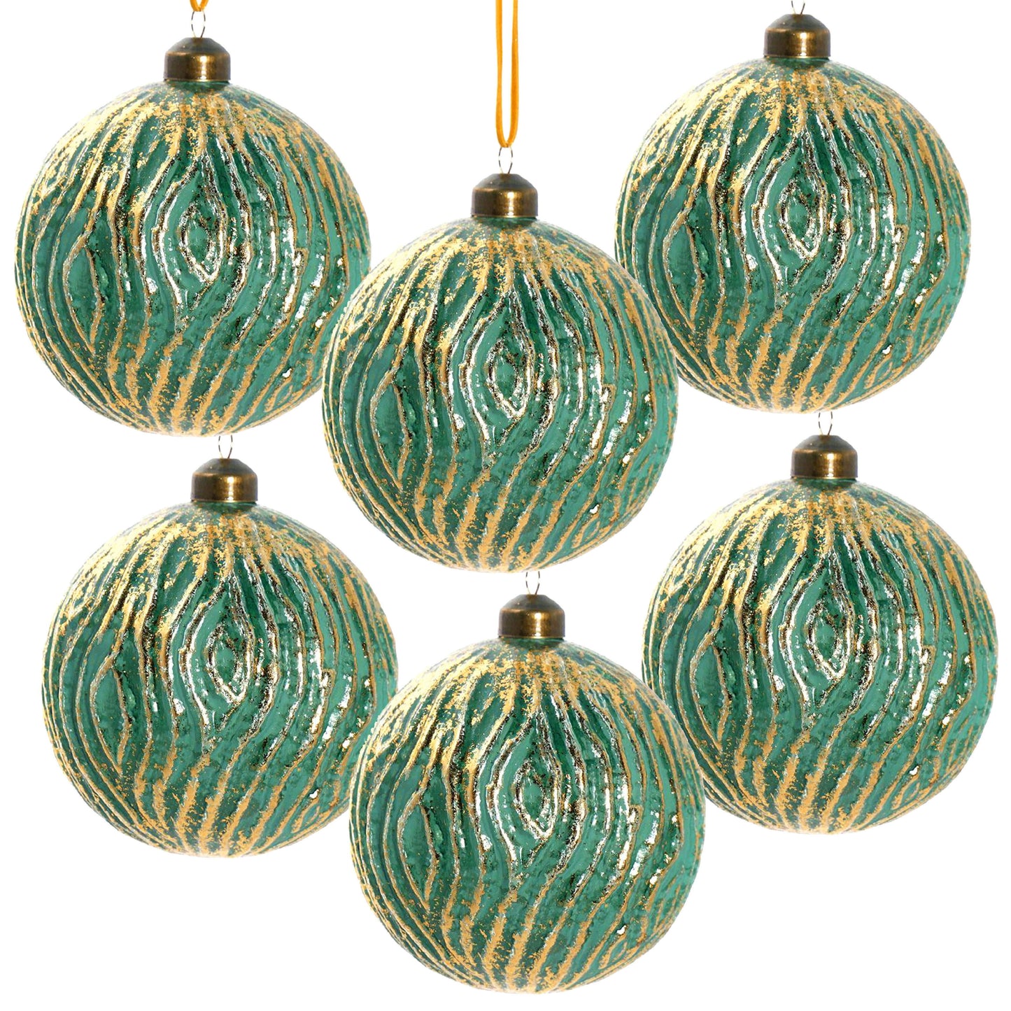 Christmas Ball Ornaments, Glass Decorative Hanging Ball Christmas Tree Ornaments For Holiday Party Decorations (Set of 6) - Green