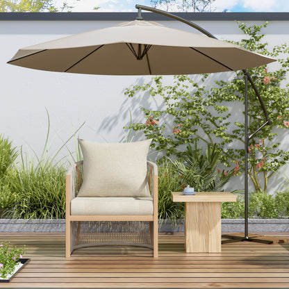 Modern Lounge Chair With Curved Aluminum Frame, Rope Weave Design, And Cushioned Comfort For Outdoor Living - Beige / Natural