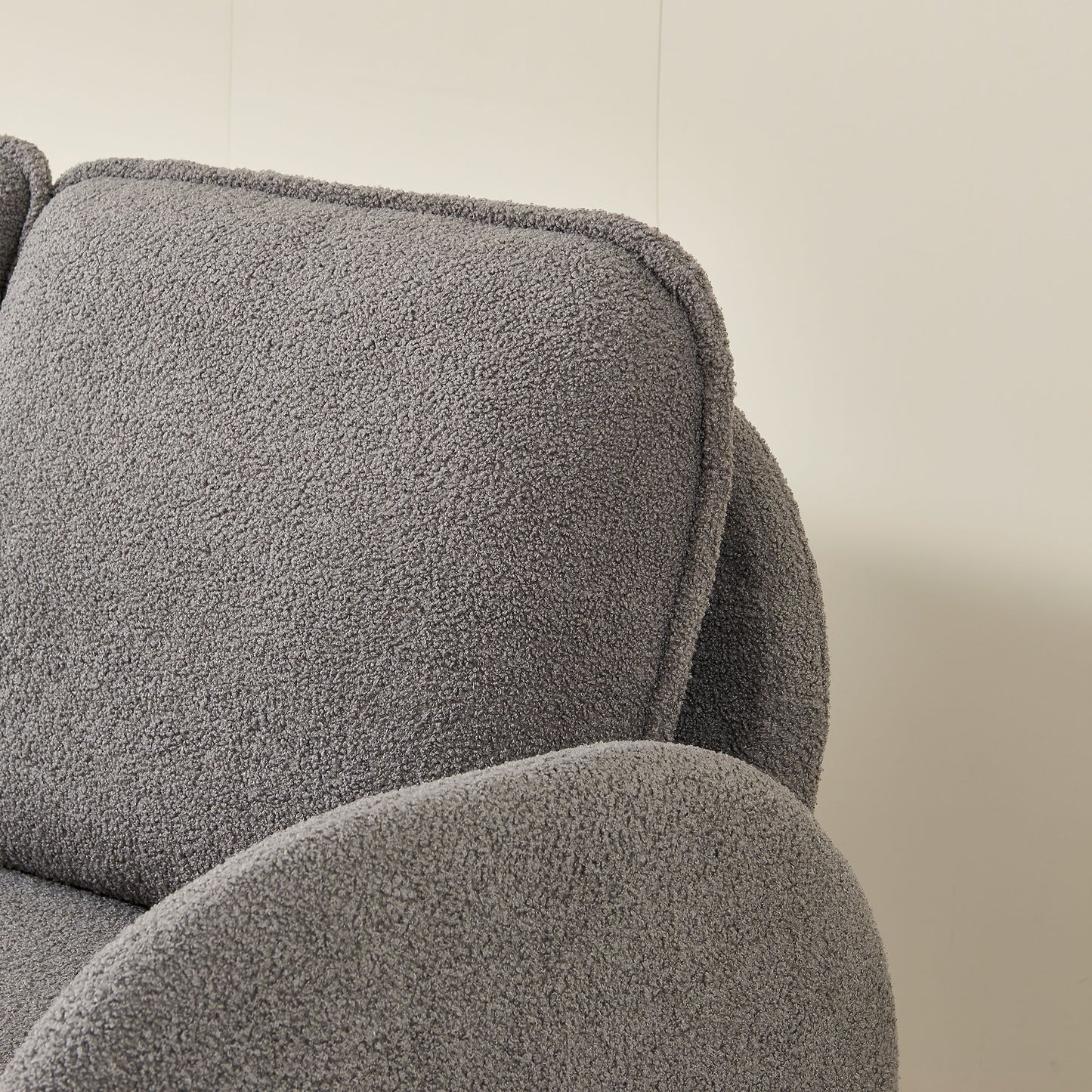 Loveseat Sofa Small Couch For Living Room, Sherpa Fabric Upholstered Loveseat Sofa Couch, Small Loveseat Sofa For Apartment, Bedroom - Gray