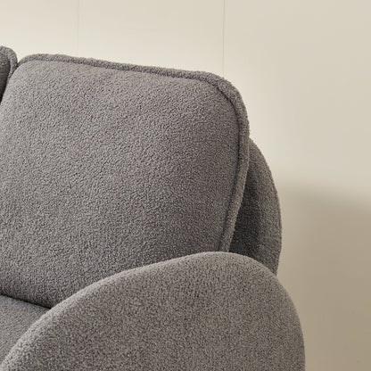 Loveseat Sofa Small Couch For Living Room, Sherpa Fabric Upholstered Loveseat Sofa Couch, Small Loveseat Sofa For Apartment, Bedroom - Gray
