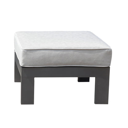 Patio Indoor Outdoor Aluminum Ottoman Footstool With Cushion - Powdered Pewter