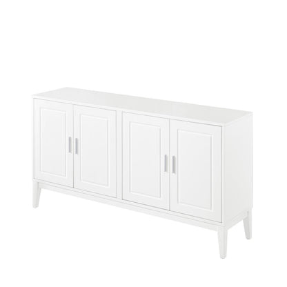4 Door Sideboard Storage Cabinet With Door Shelf For Living Room And Dining Room, 2 Large Cabinets With Adjustable Shelf - White