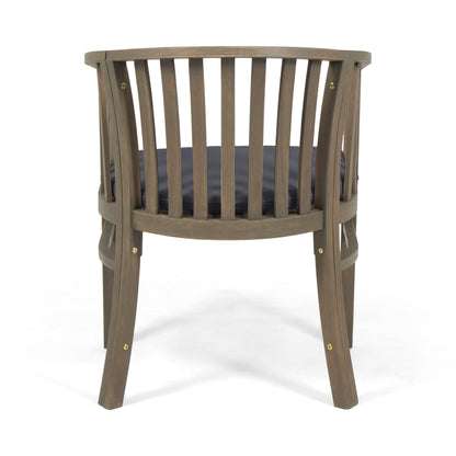 Outdoor Wooden Dining Chairs With Cushions, (Set of 2) - Dark Gray / Gray