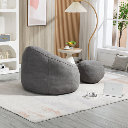 Bedding Bean Bag Sofa Chair High Pressure Foam Bean Bag Chair Adult Material With Padded Foam Padding Compressed Bean Bag With Footrest - Gray
