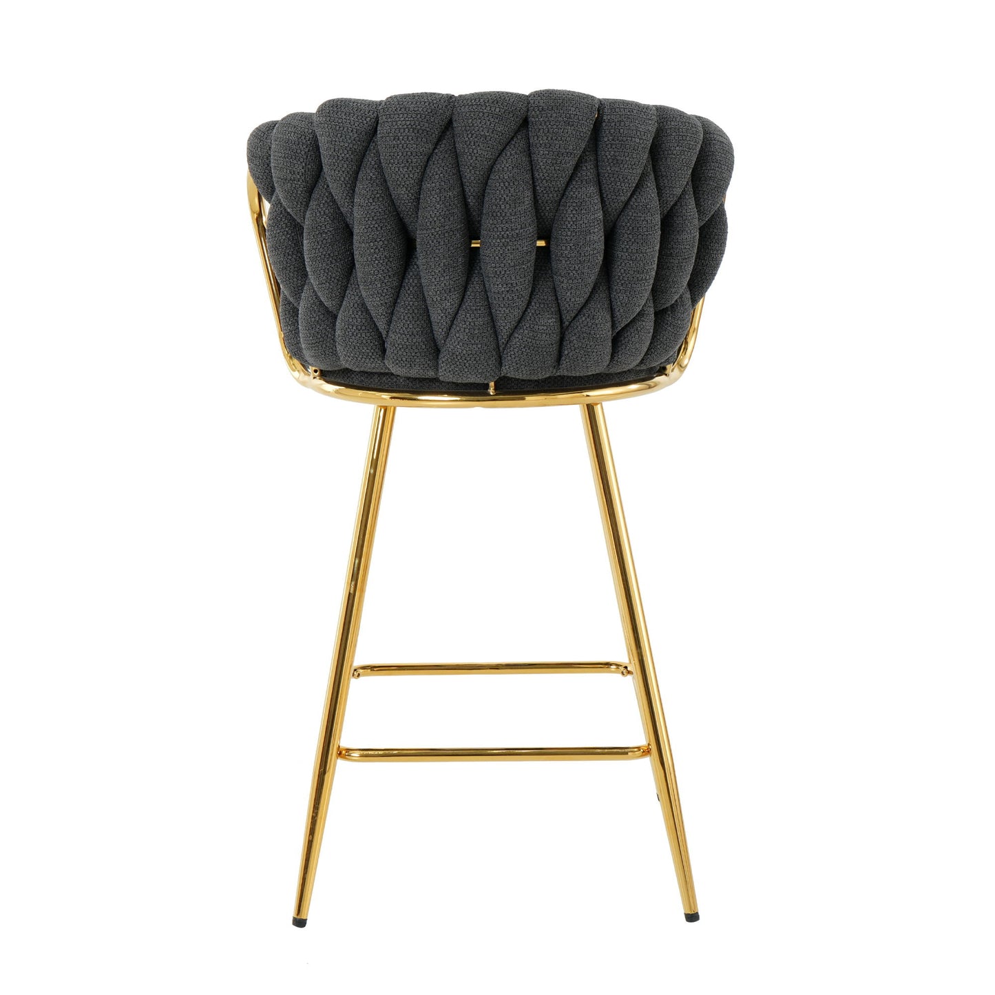 Modern Design High Stool With Gold Plated Legs For Kitchen Dining Linen (Set of 2) - Dark Gray