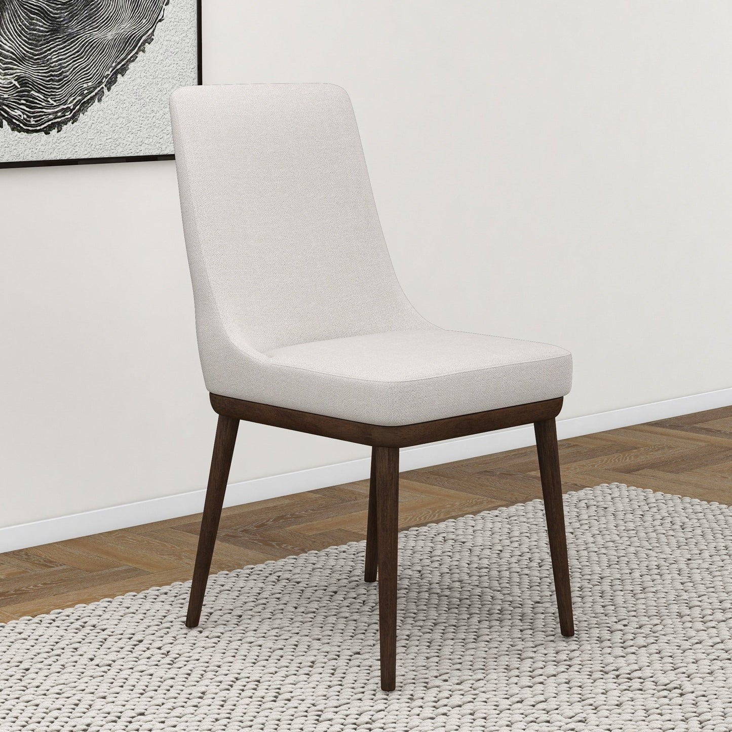 Kate - Mid-Century Modern Dining Chair (Set of 2) - Fabric - White