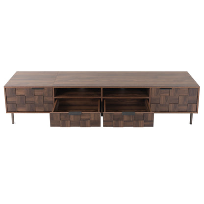 Mid Century TV Stand With 2 Drawers, Media Console Table For Tvs Up To 85'', Entertainment Center With Storage For Living Room - Dark Brown