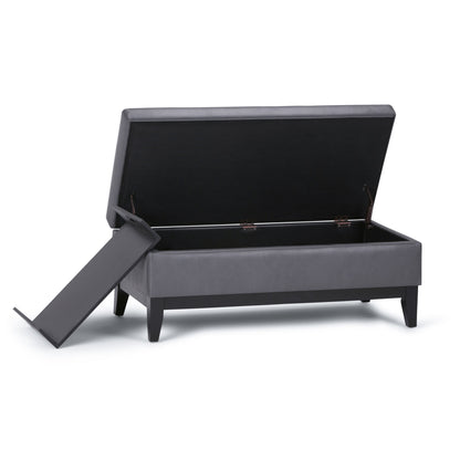 Oregon - Storage Ottoman Bench With Tray - Stone Gray