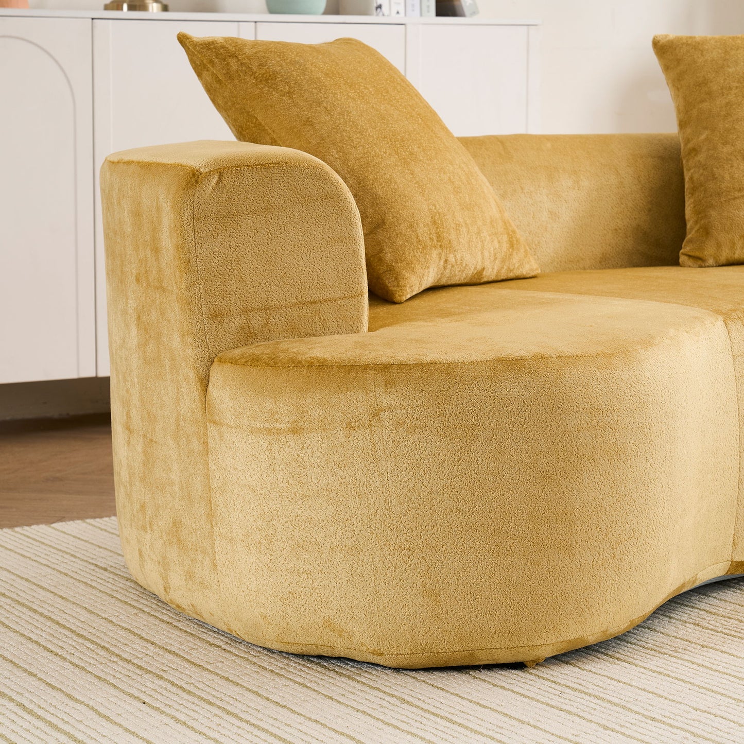 Modular Sectional Sofa With Chaise, Cloud Sectional Modern Sleeper Couch With Deep Seat, Sponge Compression Sofas - Yellow