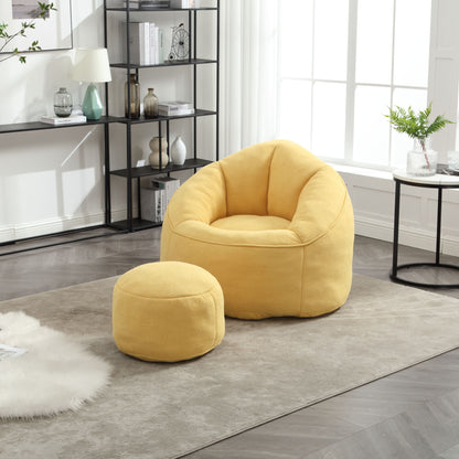 Bedding Bean Bag Sofa Chair High Pressure Foam Bean Bag Chair Adult Material With Padded Foam Padding Compressed Bean Bag With Footrest - Yellow
