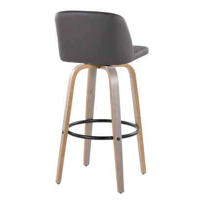 Toriano - Contemporary Fixed - Height Barstool With Swivel With Round Footrest (Set of 2) - Gray