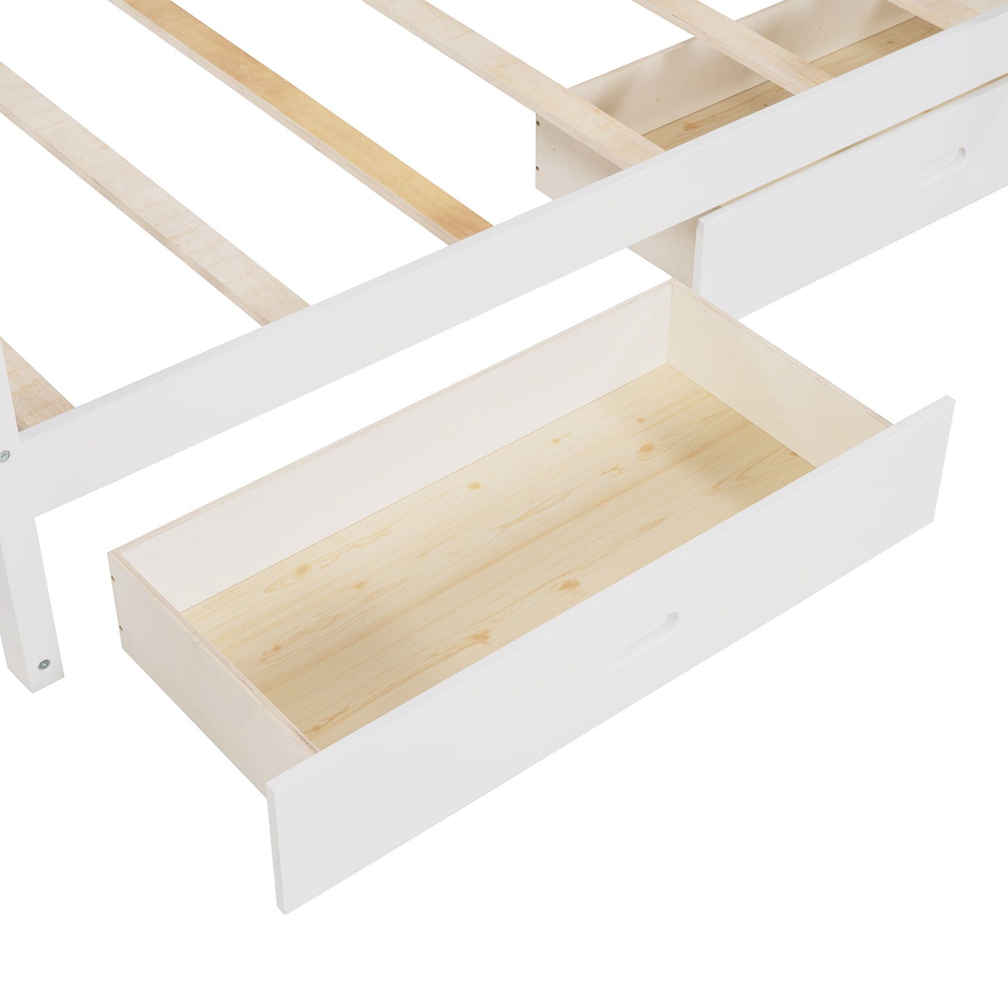 Twin Over Twin Bunk Bed With Ladders And 2 Storage Drawers - White