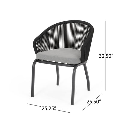 Outdoor Accent Chair With Rope Weave And Metal Frame (Set of 2) - Gray