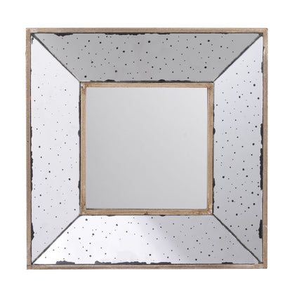 Distressed Square Accent Mirror, Wall Mirror For Living Room, Entryway, Office, Bedroom, Hallway - Silver