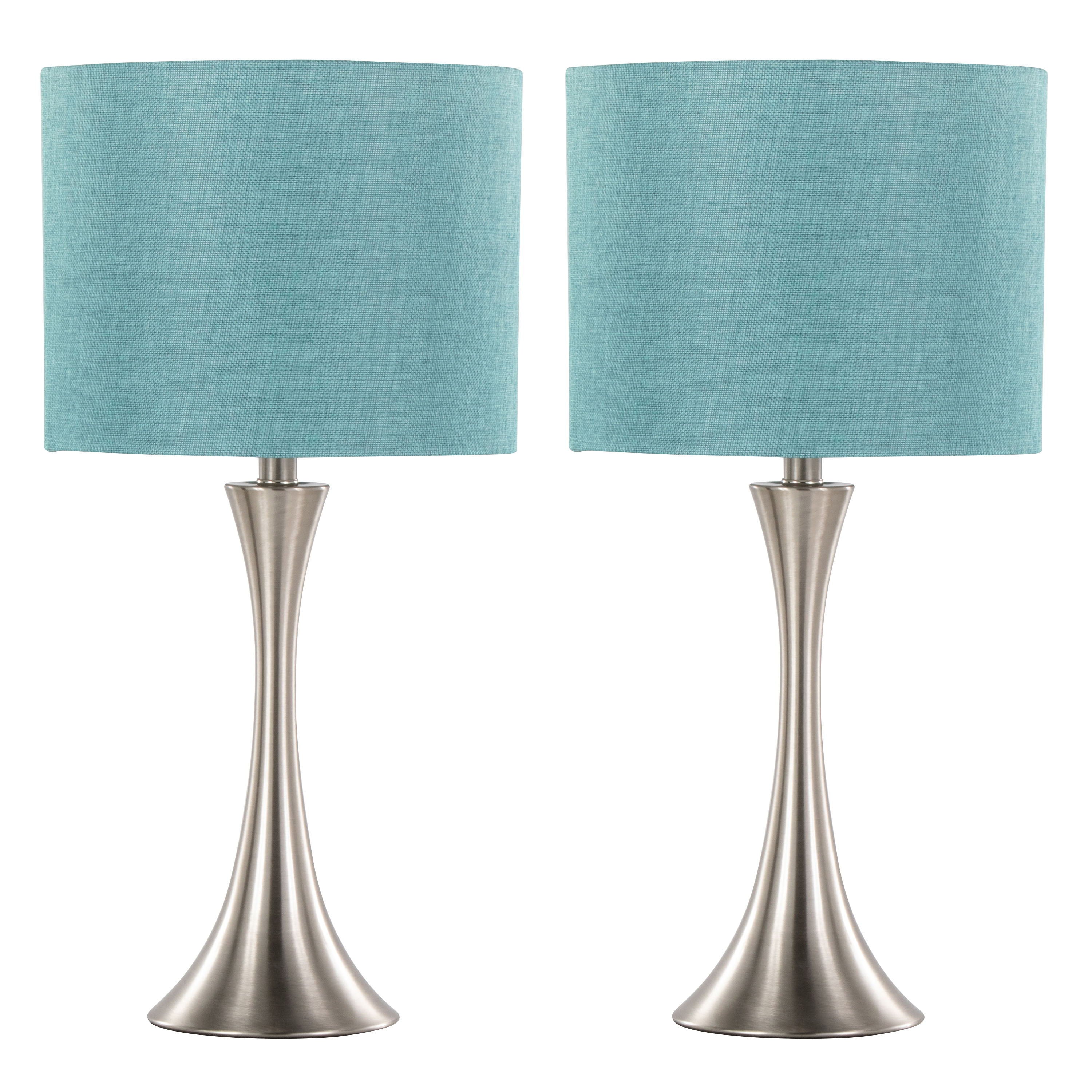 Lenuxe - Contemporary Table Lamp (Set of 2) - Nickel / Turquoise