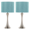 Lenuxe - Contemporary Table Lamp (Set of 2) - Nickel / Turquoise