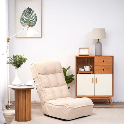 Single Sofa Reclining Japanese Chair Lazy Sofa Tatami Balcony Adjustable Chair - Ivory