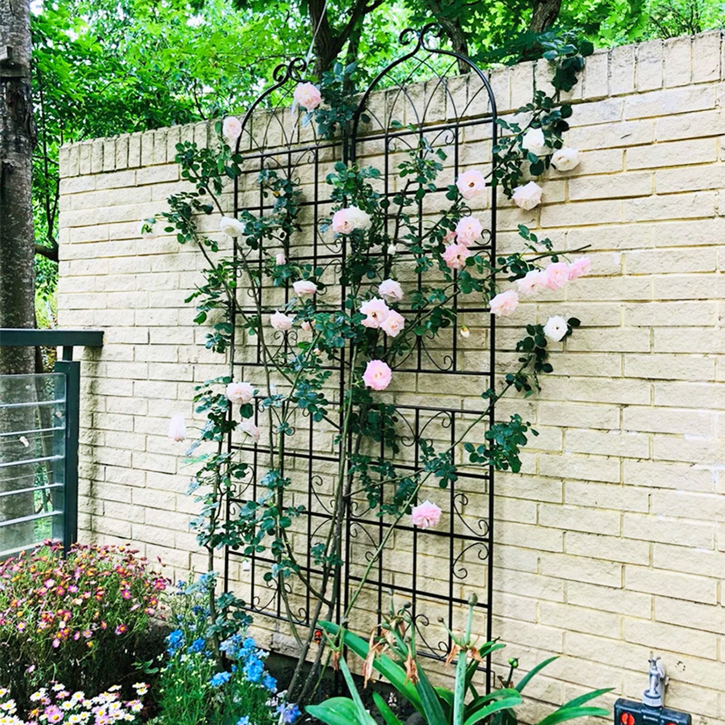 2 Pack Metal Garden Rustproof Trellis For Climbing Plants Outdoor Flower Support - Black
