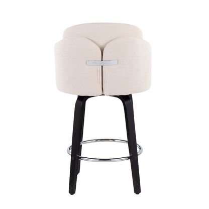 Dahlia - Contemporary Counter Stool With Round Footrest (Set of 2) - Black / Cream