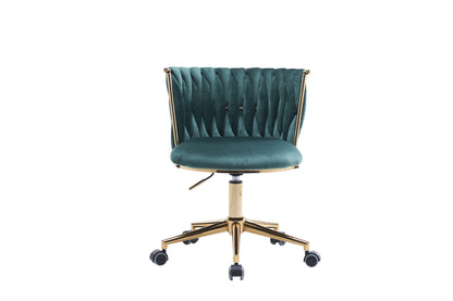 Office Desk Chair, Upholstered Home Office Desk Chairs With Adjustable Swivel Wheels, Ergonomic Office Chair For Living Room, Bedroom, Office, Vanity Study - Emerald